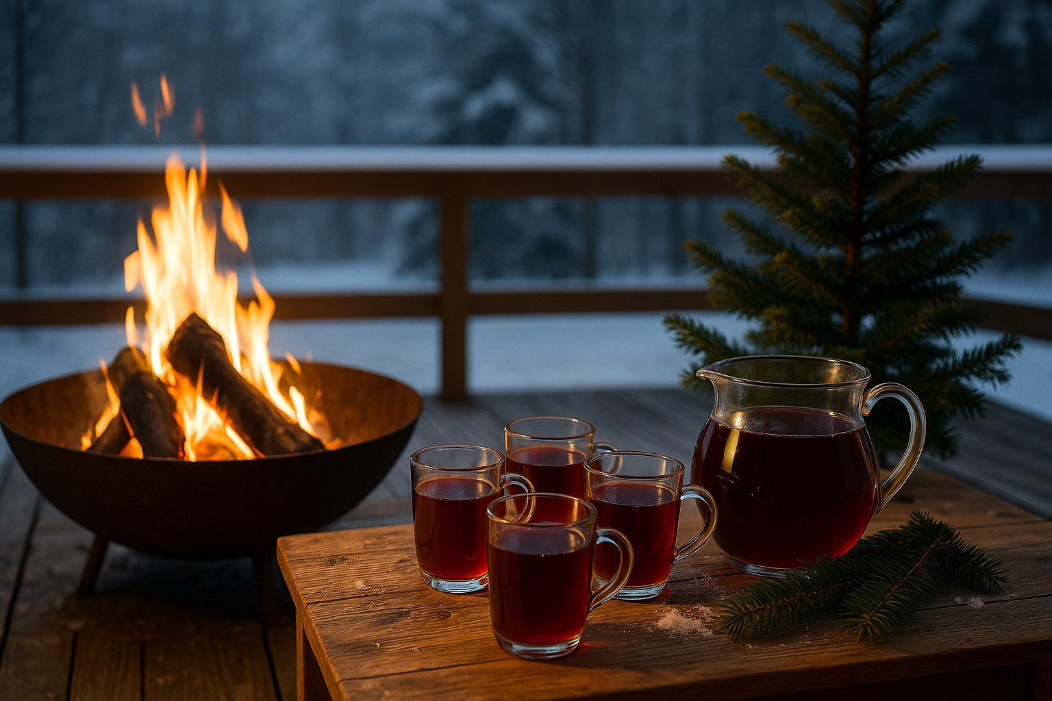 Punsch an der Feuerschale auf der Panorama-Terrasse – Advent im Fritsch am Berg Lochau