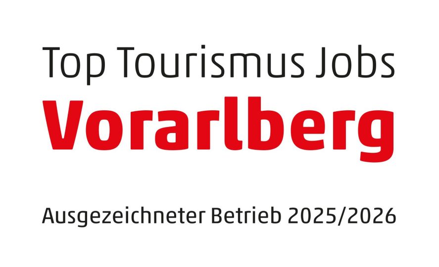 Logo von "Top Tourismus Jobs Vorarlberg" mit der Auszeichnung „Ausgezeichneter Betrieb 2025/2026“