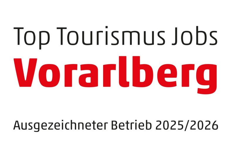 Logo von "Top Tourismus Jobs Vorarlberg" mit der Auszeichnung „Ausgezeichneter Betrieb 2025/2026“
